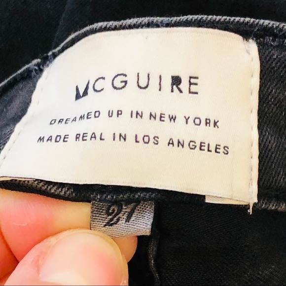 MCGUIRE Vintage Slim High Rise Destroyed Blown Out Knee Jeans Black 27 goth - Picture 15 of 15